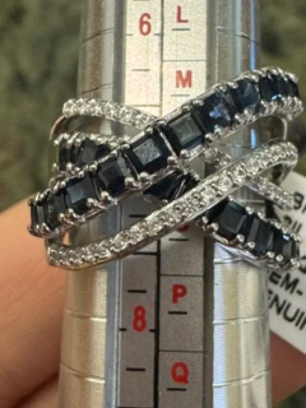 Genuine Sapphire 2.8 CTW Sterling Silver Crisscross Statement Ring Size 7 – NWT